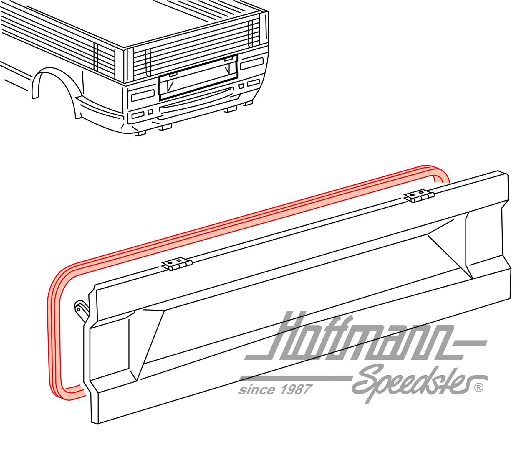 Motorklappendichtung, Pritsche und Doka | 245 827 711 A | 350-2002