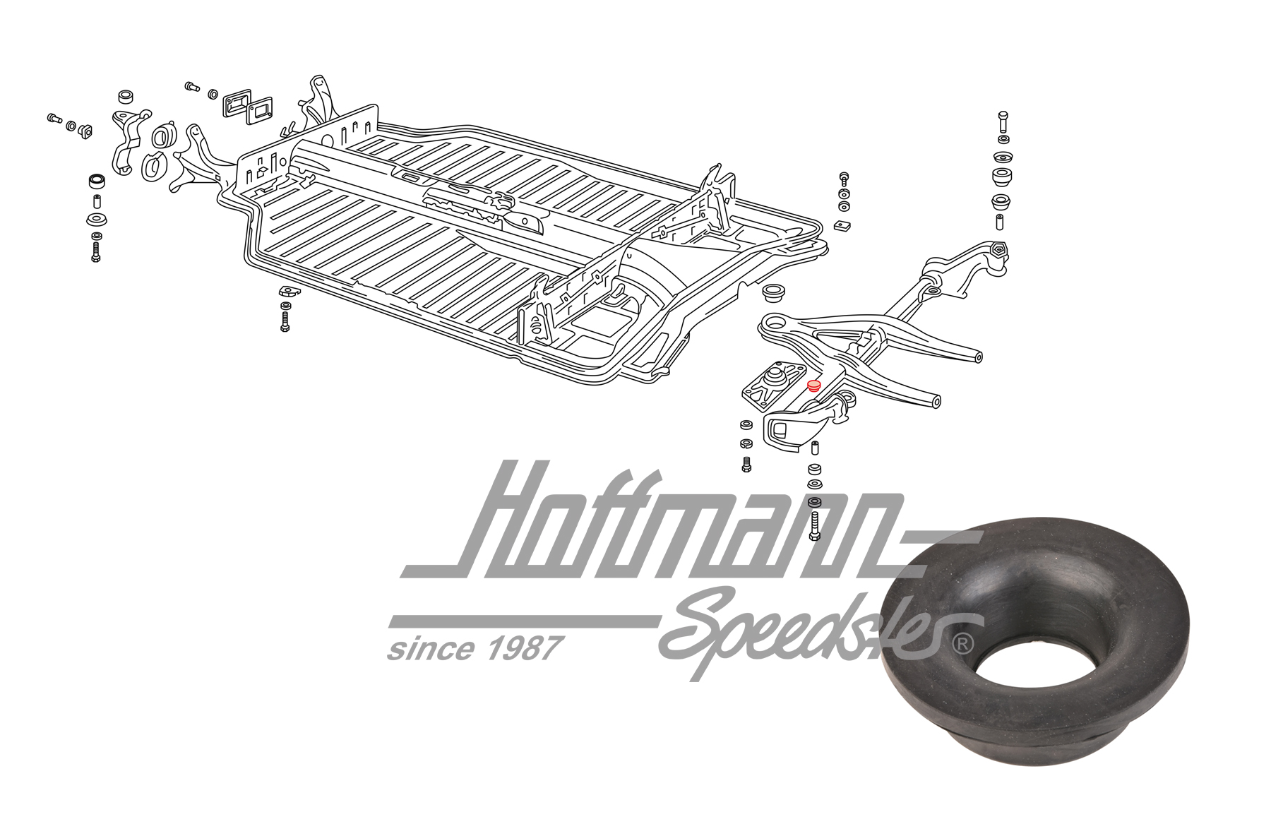 Gummi, Hinterachse/Chassis, Mitte, oben | 311 705 687 | 069-8090-26