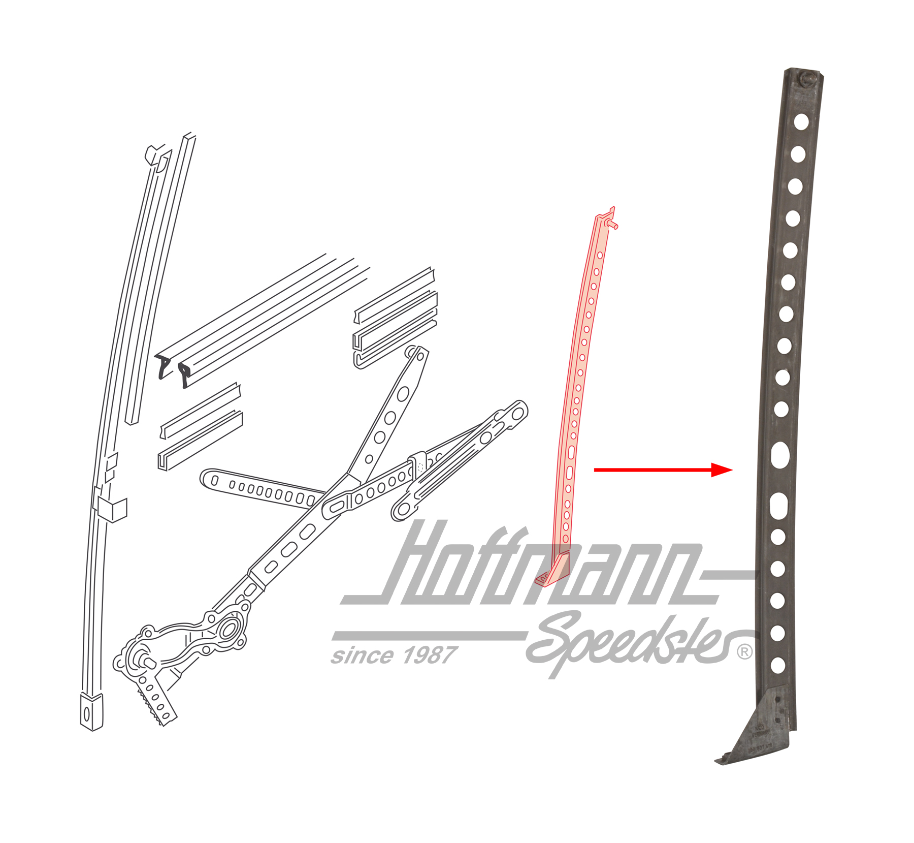 Führungsschiene, Fensterheber, hi.,re. | 155 837 416 | 180-1254-12