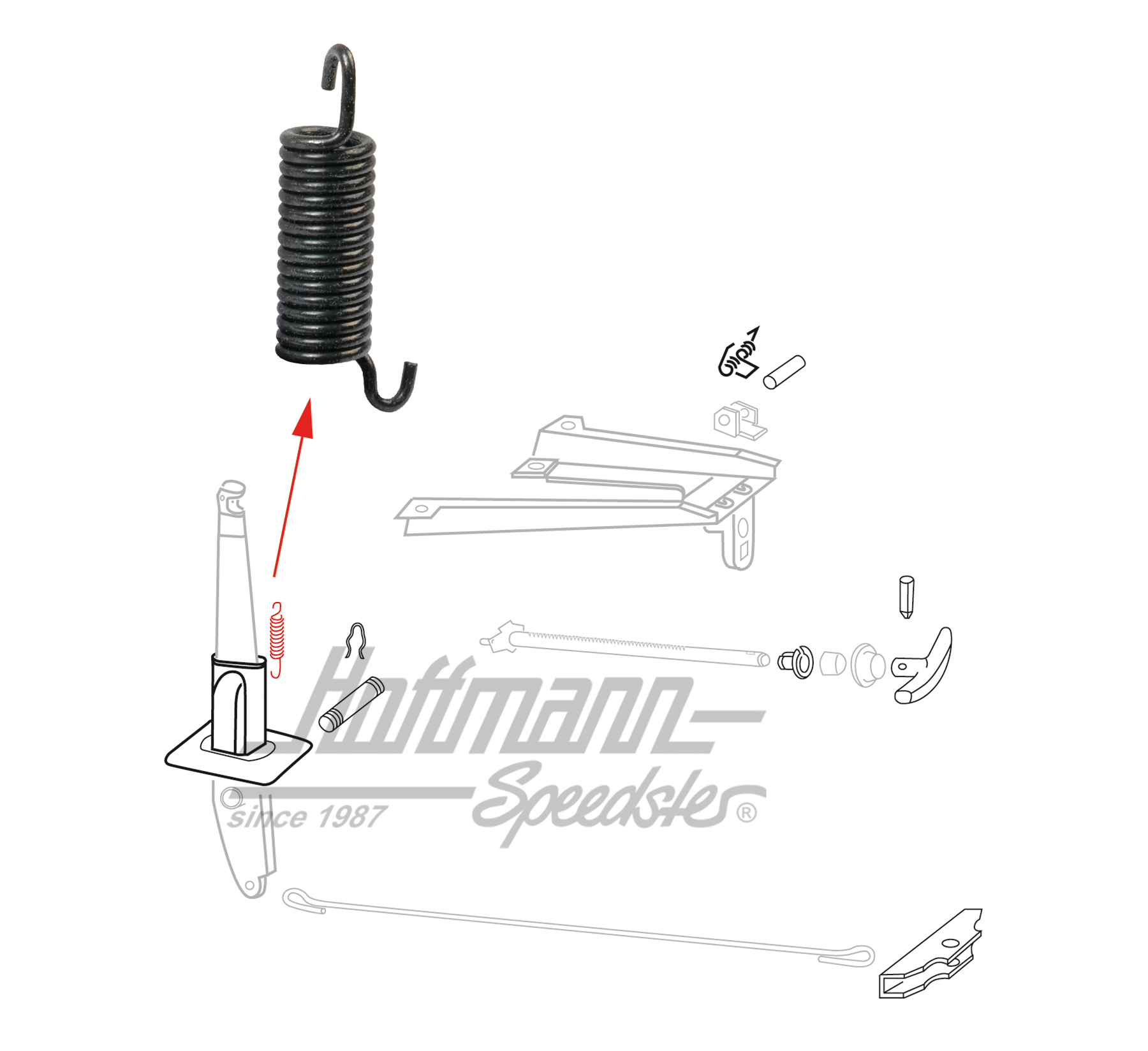 Feder, Zugstange, Handbremse, Bus T2 | 211 711 439 A | 098-0202-15