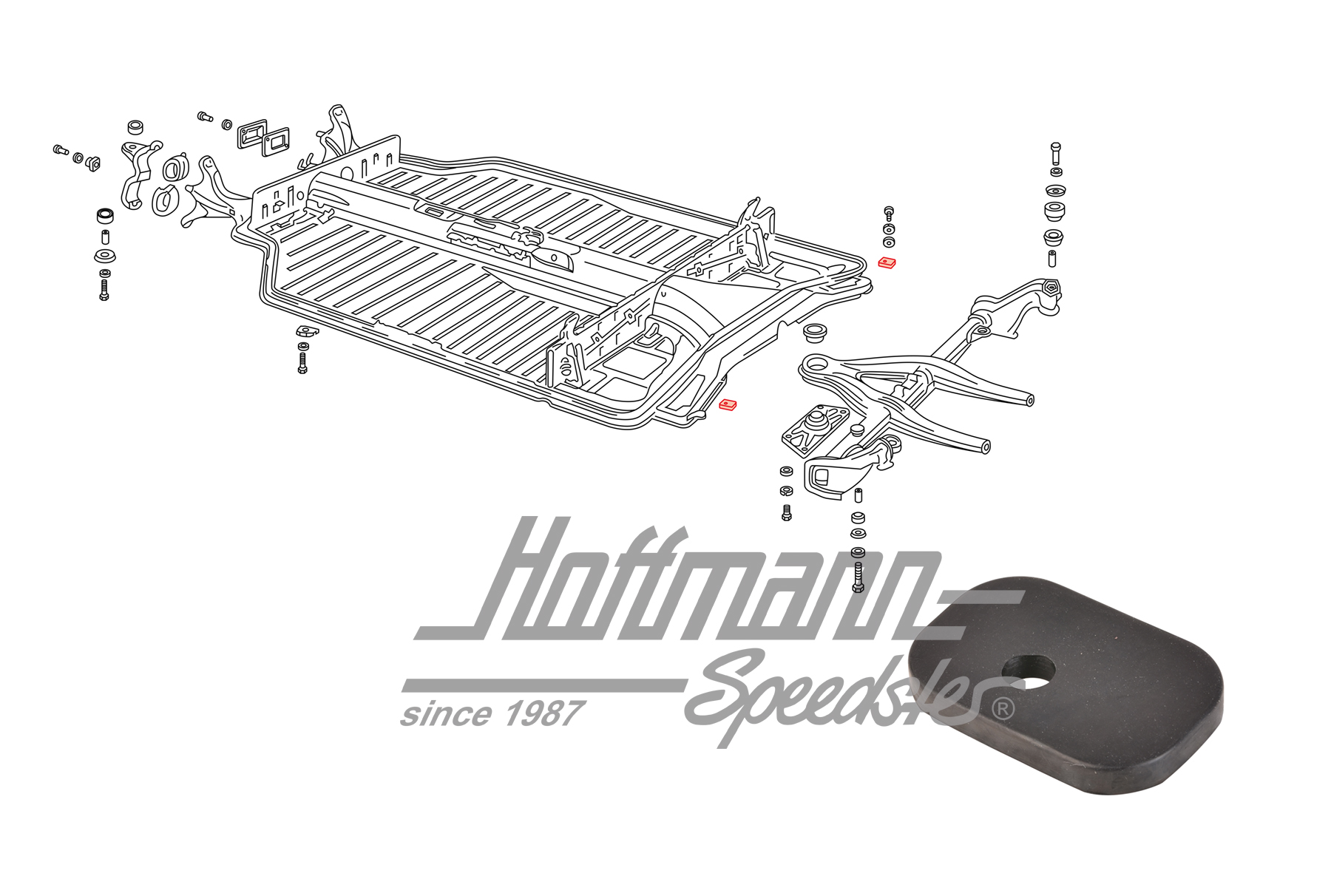 Gummiunterlage, Chassis, hinten, Typ 3 | 311 899 135 A | 069-8090-20