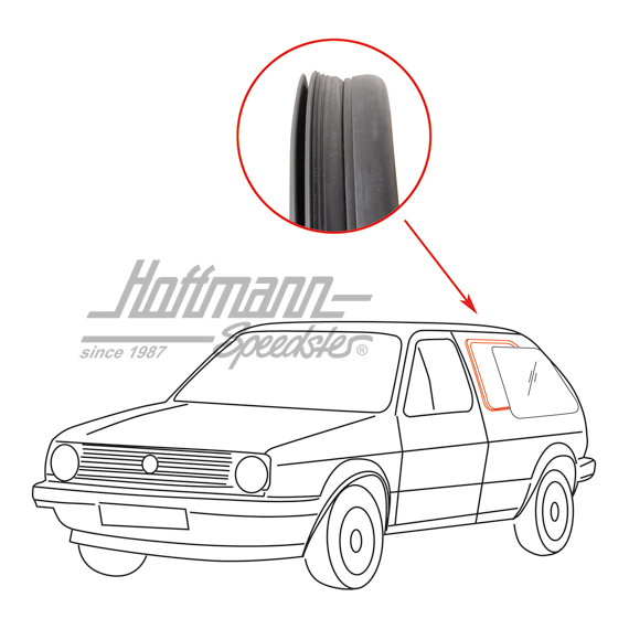 Seitenfensterdichtung, Golf 2, ohne Nut, links | 191 845 321 | 208-7211