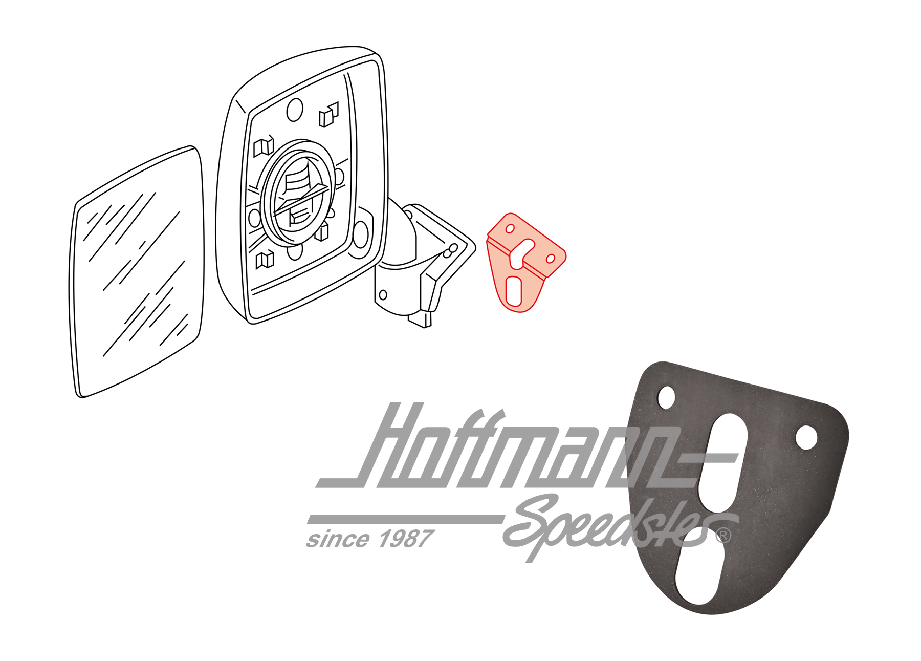 Unterlage, Spiegel elektrisch, Bus T3 | 251 857 543 B | 370-5186-10