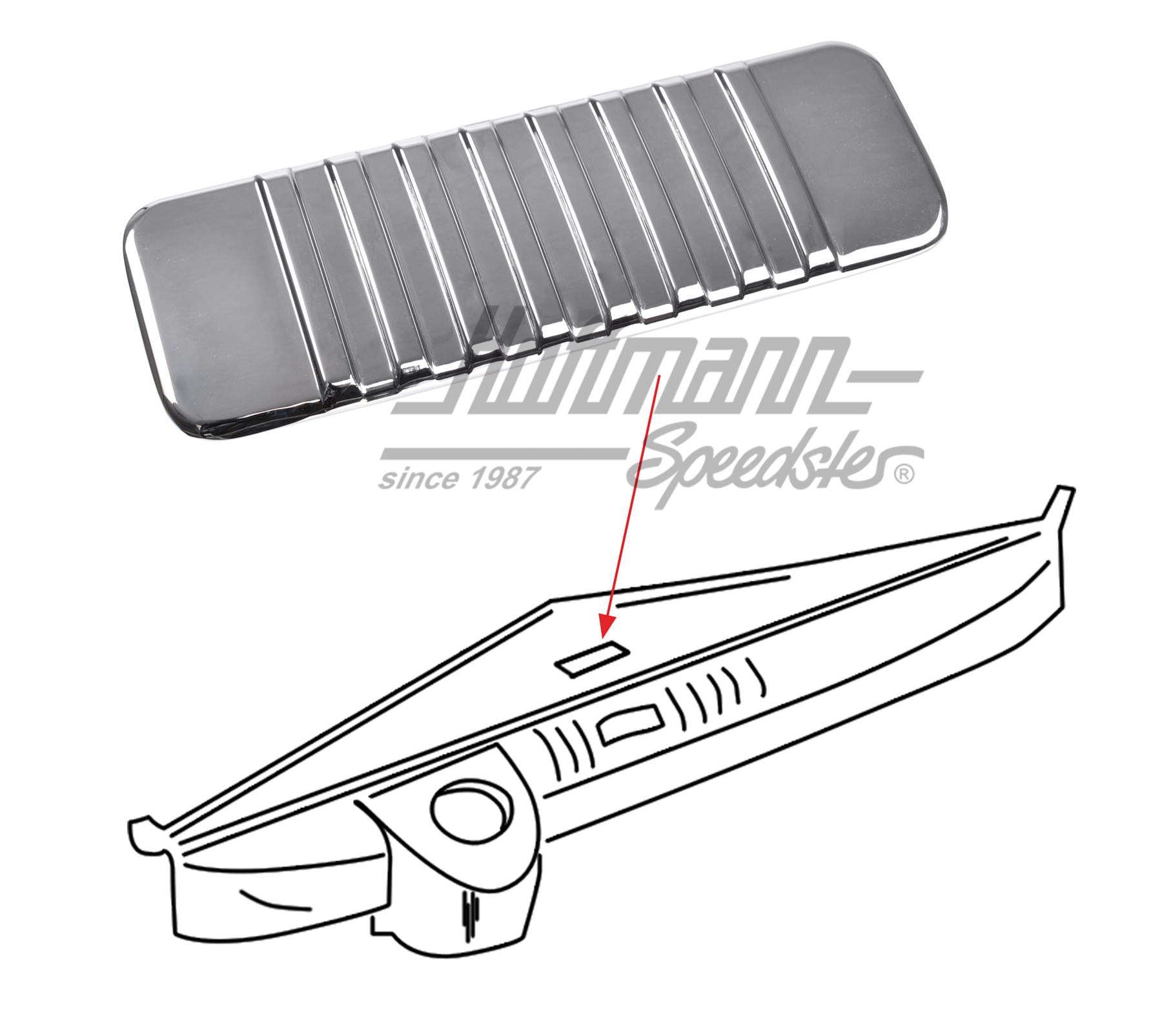 Radioschachtabdeckung, Aluminium poliert | 211 805 181 | 089-4035-10