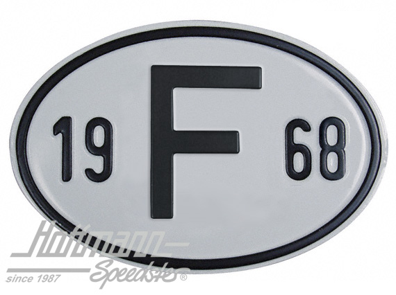 Nationalitätsschild "F", "1968", Alu |  | 020-2399-68
