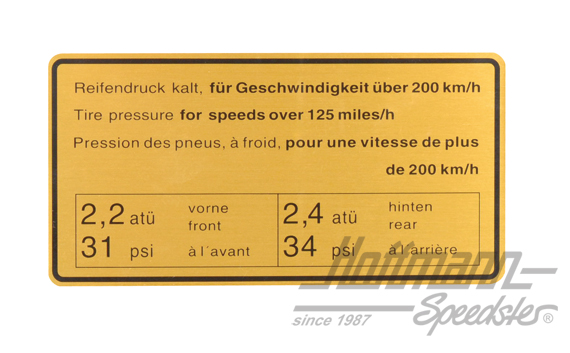Aufkleber "Reifendruck", 65-72, 200km | 901 006 507 00 | 580-8007-10