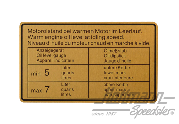 Aufkleber "Ölstand",911/914, 65-72/70-72 | 901 006 504 01 | 580-8015