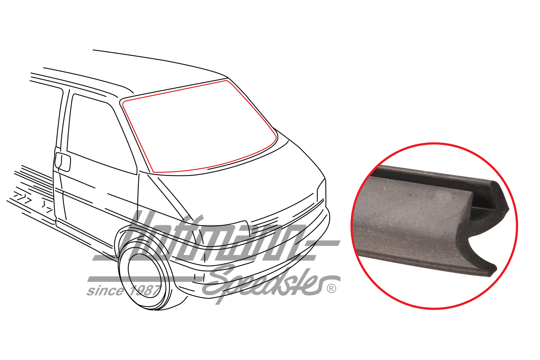 Dichtung, Frontscheibe, Bus T4, 90-03 | 701 845 121 JR | 408-1434