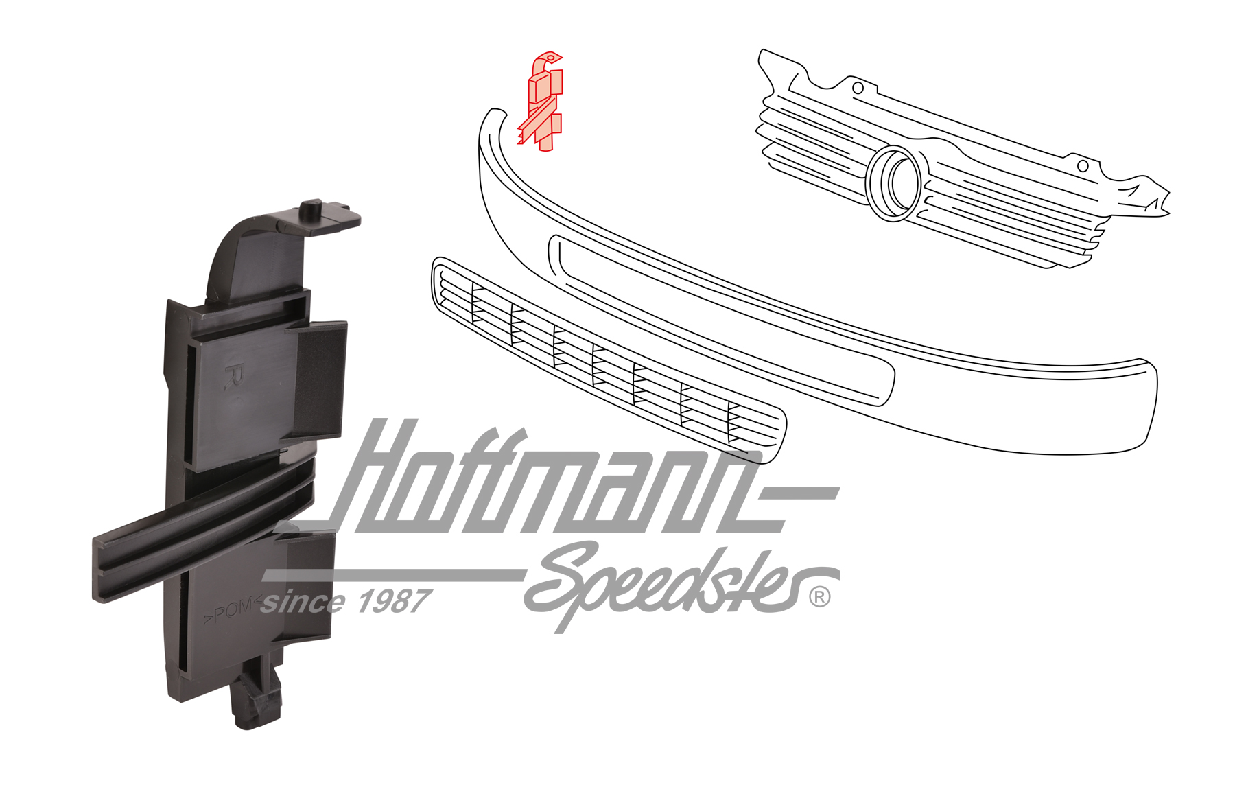 Führung, Blende/Kühlergrill, unten, re. | 7D0 854 510 | 408-2940-02