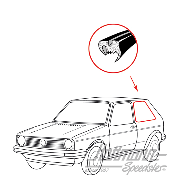 Seitenfensterdichtung ohne Nut, Golf 1, hinten links | 171 845 321 | 180-7071