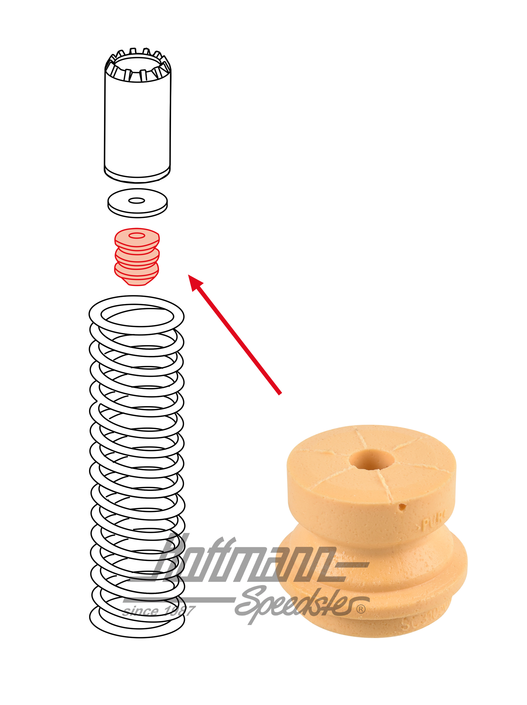 Anschlaggummi, Stoßdämpfer, hinten, 964