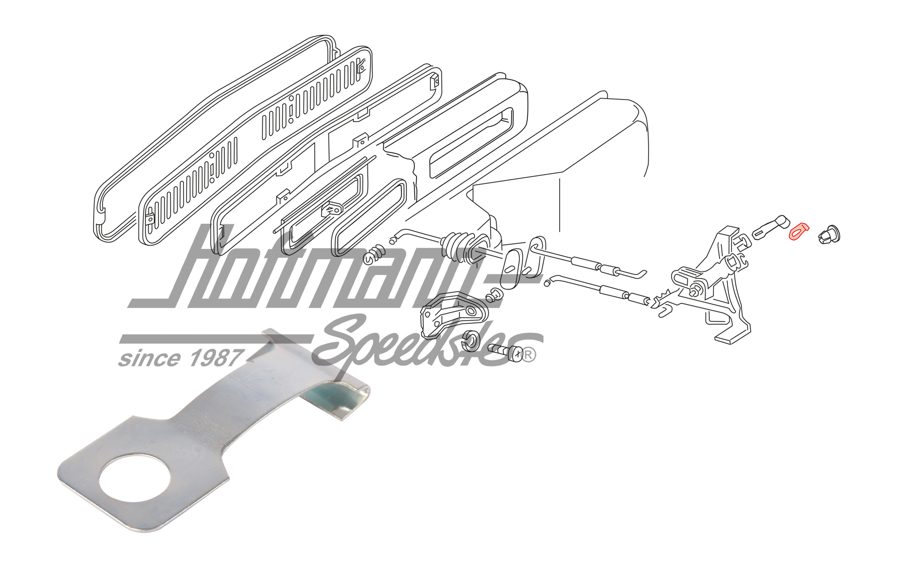 Halteblech, Heizungshebel, 67-71 | 211 259 373 | 090-1296-30