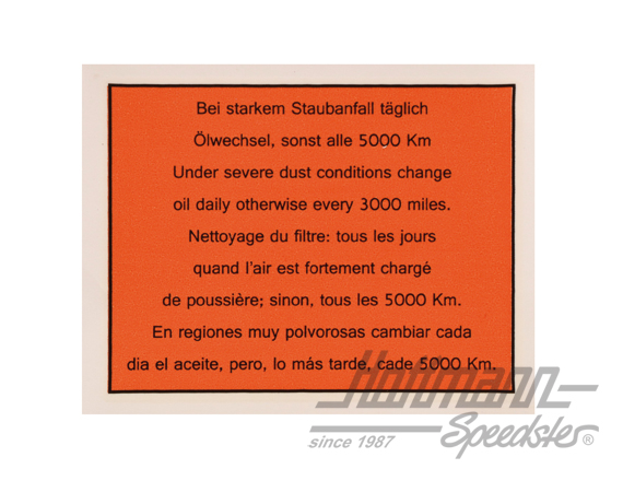 Aufkleber "Ölwechsel", Luftfilter,Bus T1 | ZVW25A | 021-0195-10