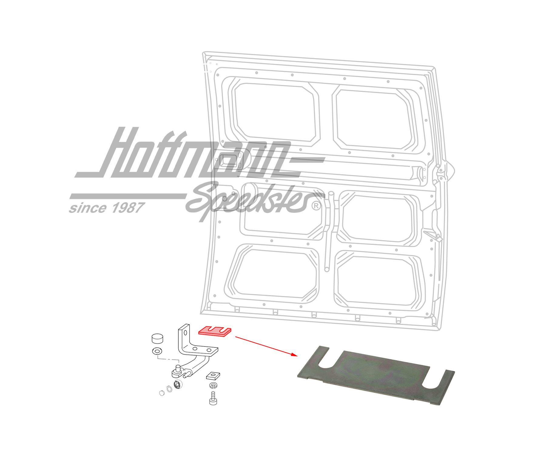 Ausgleichsplatte, Rollenführung unten | 211 843 447 | 097-1041-03