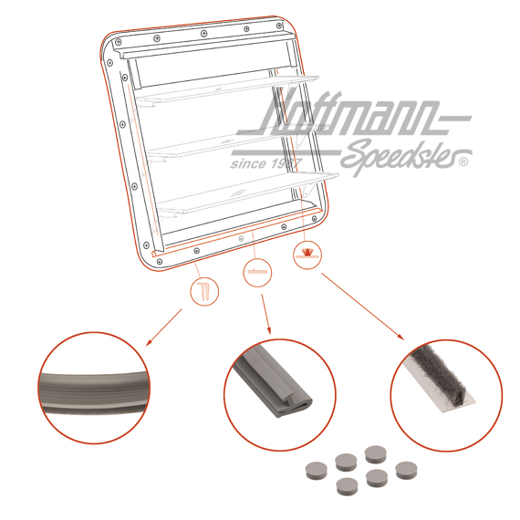 Dichtungssatz, Lamellenfenster, Bus T1 | 231 069 411 | 089-1858