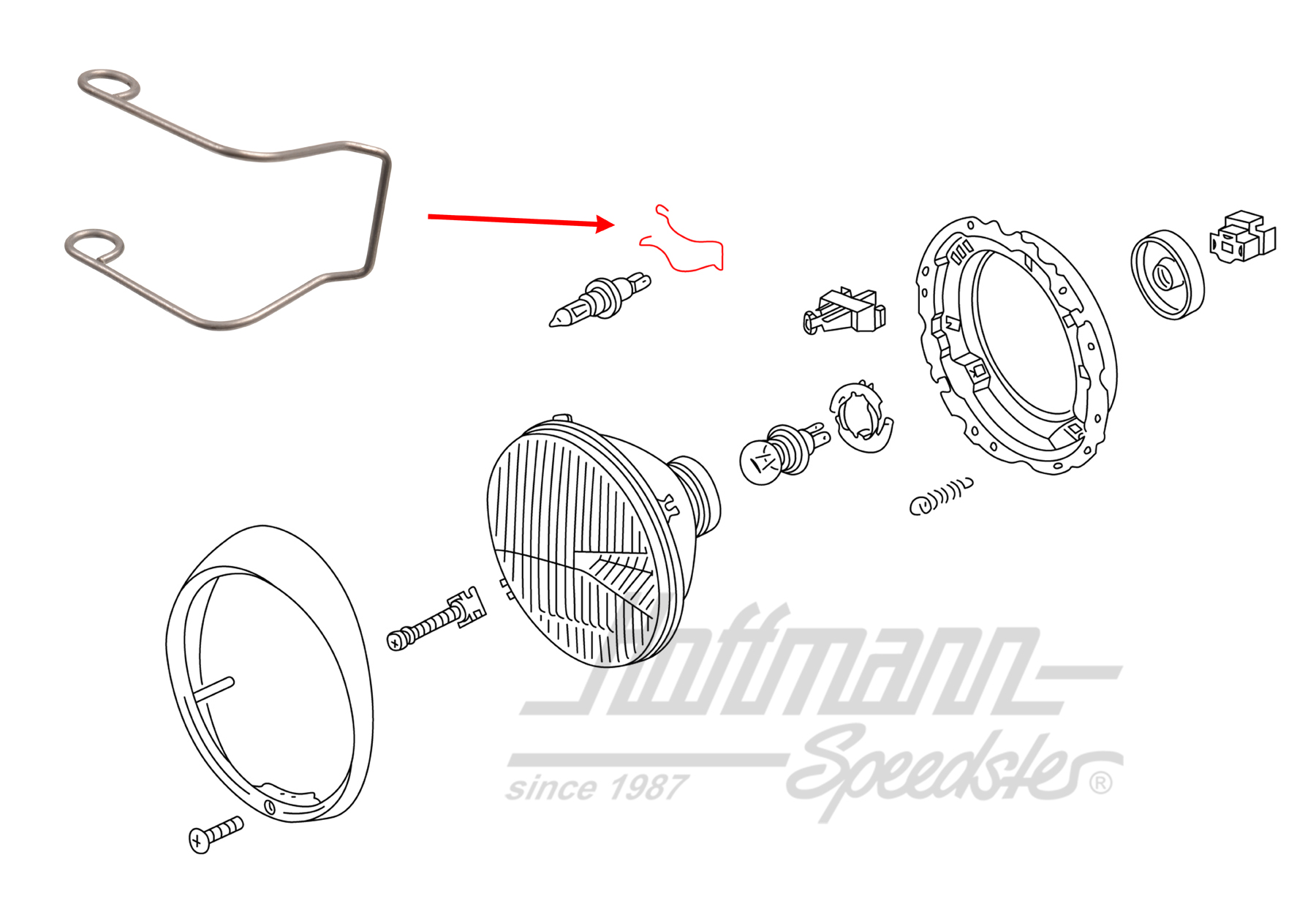 Haltefeder, H4-Birne, 8.73- | 111 941 160 A | 020-4430-40