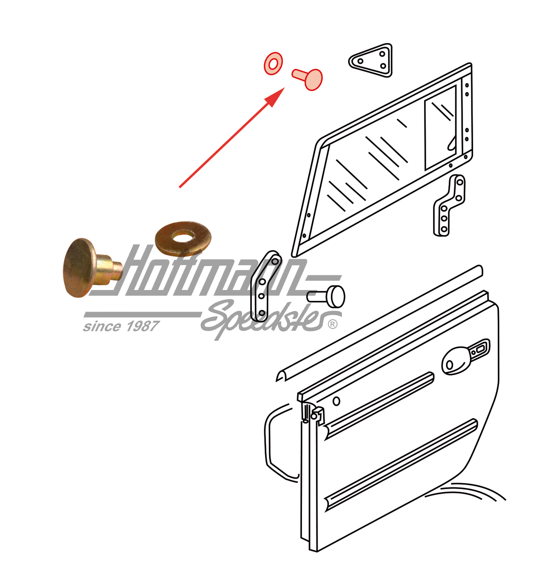 Niete, Lasche/Steckfenster, vorne | 181 837 825 | 080-2675-10