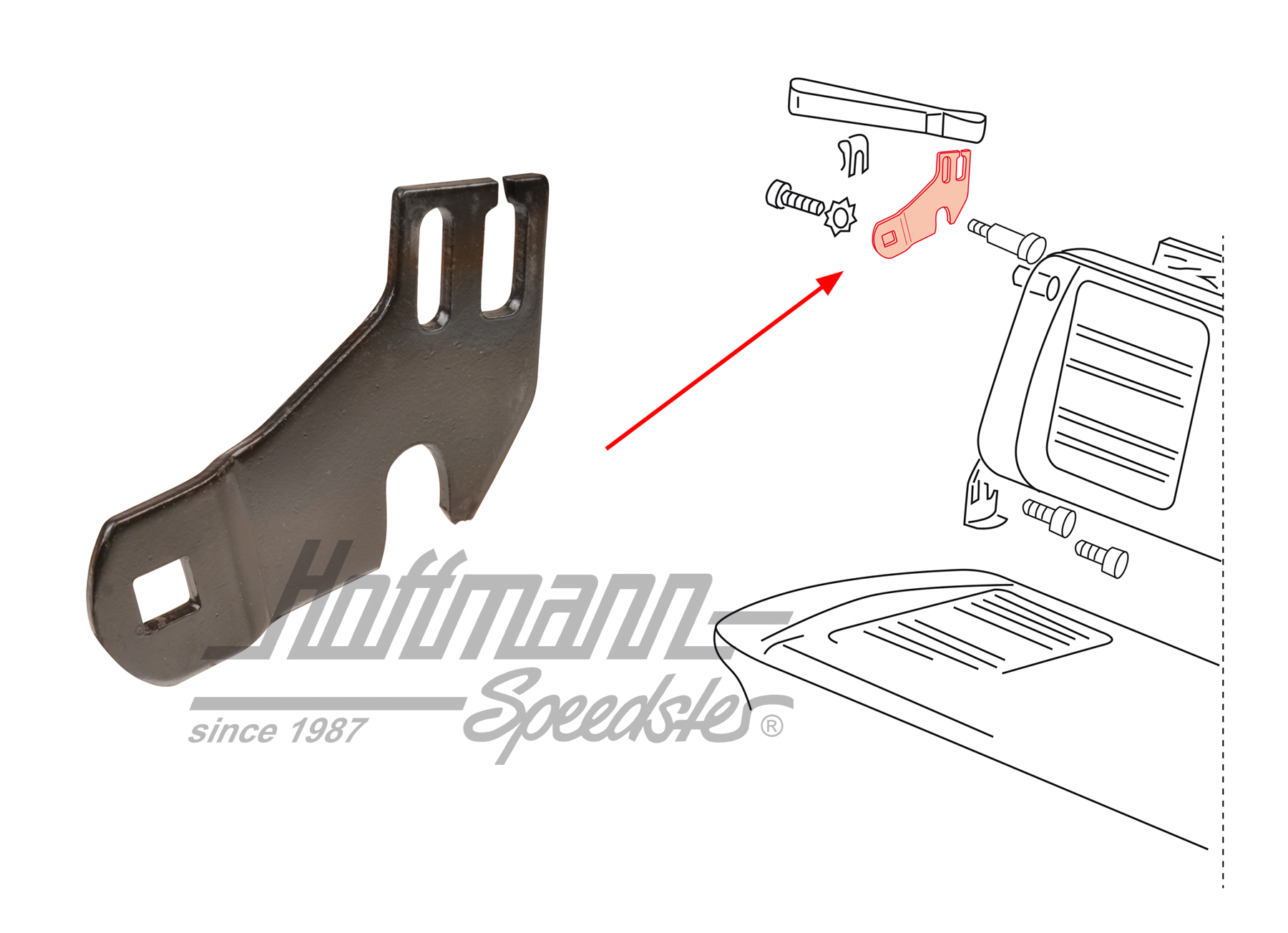 Haken, Sitzbank, T2/T3, hinten, rechts | 221 885 510 | 098-0464-02