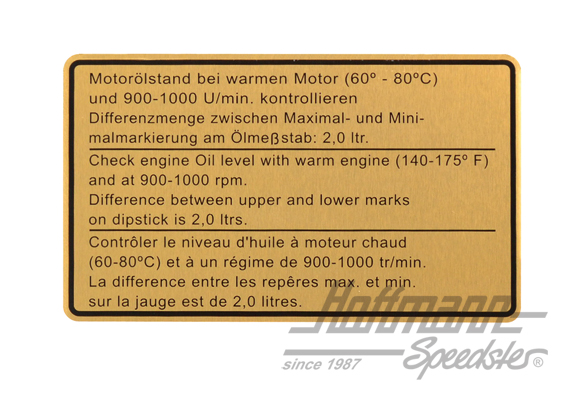 Aufkleber "Ölstand", 911, 73 | 911 006 504 00 | 580-8016