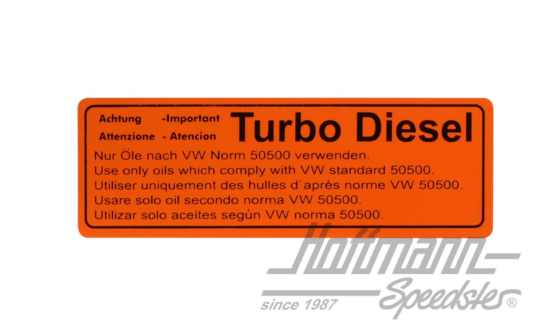 Aufkleber "Achtung Turbo Diesel", orange | 068 010 014 S | 021-0199-93