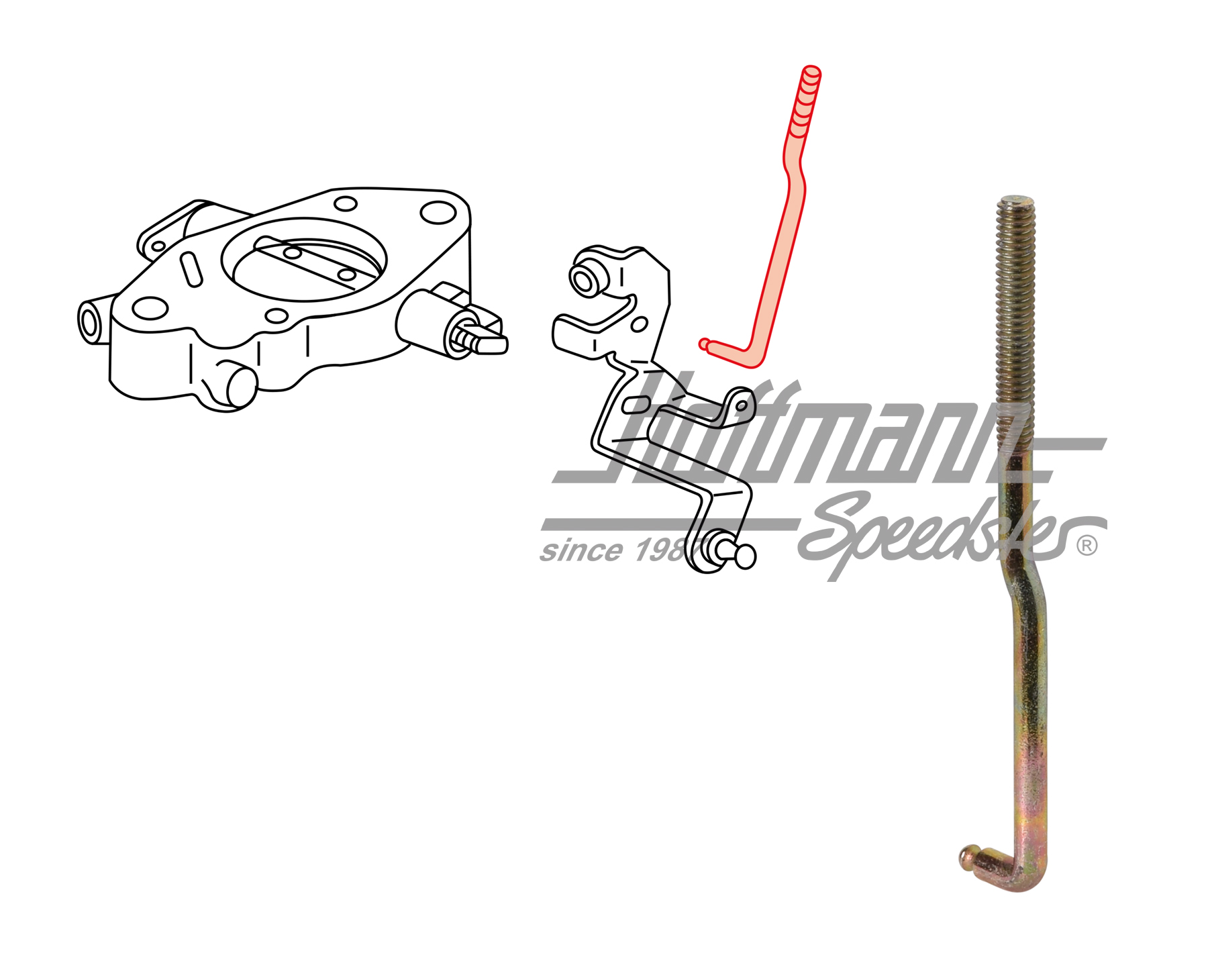 Stange, Drosselklappe, unten, 34/40PDSIT | 021 129 255 A | 092-2100-40